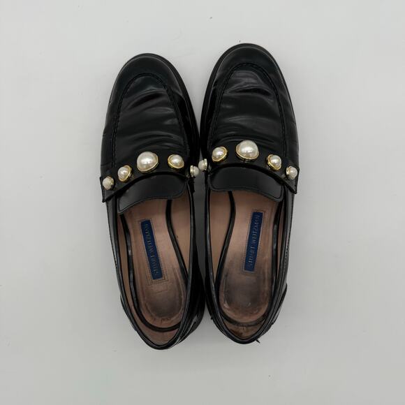 STUART WEITZMAN Suki Patent Pearly Slip On Loafers Black Preppy Academia 7.5 - Picture 4 of 6